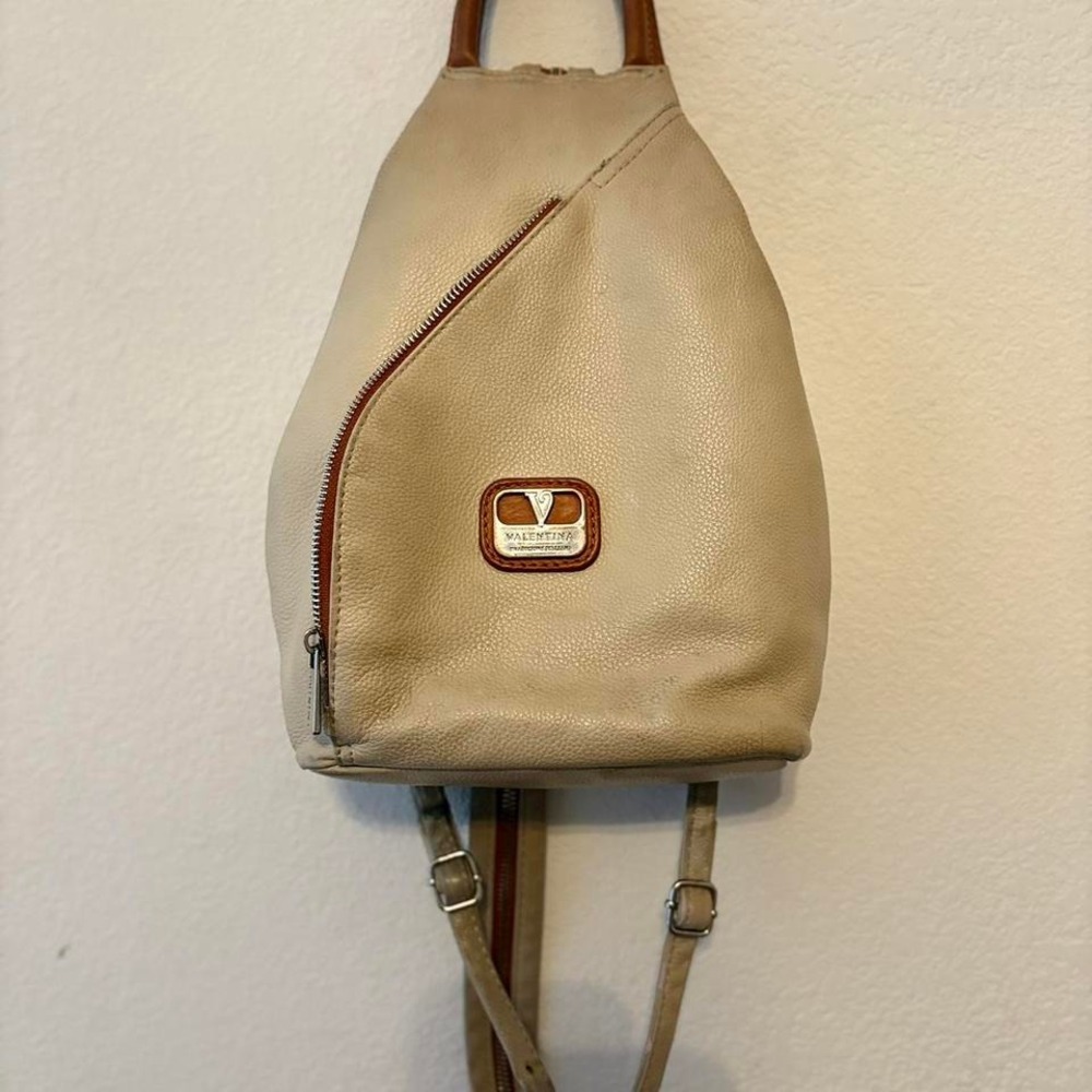 Valentina made in Italy leather twist backpack